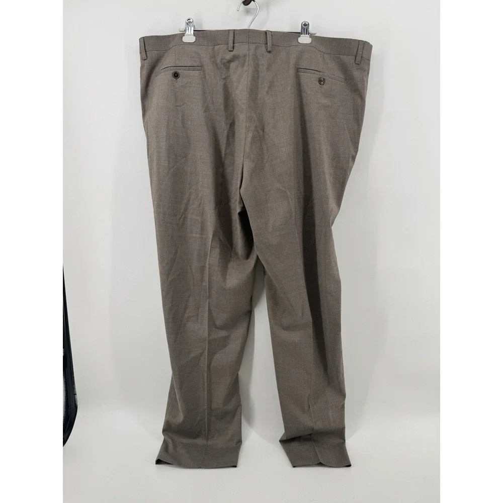 Peter Millar Tan Virgin Wool Dress Pants Flat Front Size 46R Made in Portugal